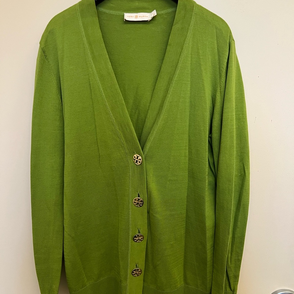 Tory Burch spring green cardigan